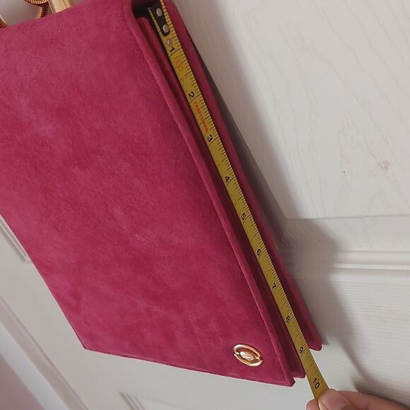 Vintage Rare SAFI Canada Fuchsia Pink Suede Leather Crossbody Bag - Picture 10 of 13